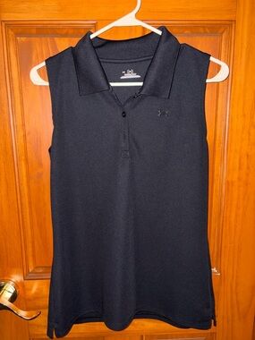 LG Women’s Under Armor Sleeveless Polo Tank Top - Black